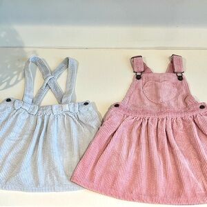 Girls Corduroy Pinafore Dresses Set Pink & Blue Tahari Max Studio Kids